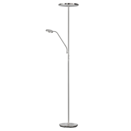 LED-golvlampa Fabi med läslampa, matt nickel