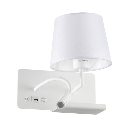 Vägglampa Hold höger, inkl. läsarm, USB-port