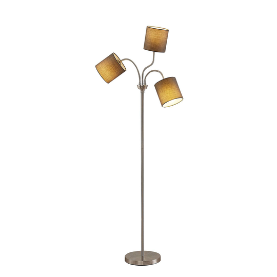 Lindby Manu golvlampa, textil, 3 lampor, grå