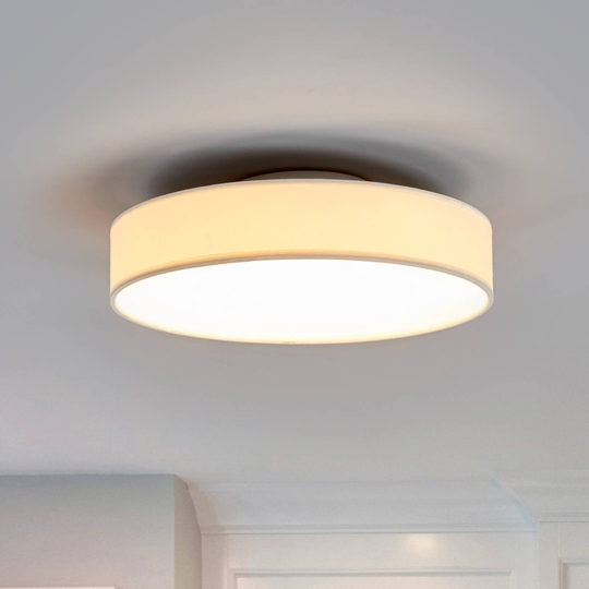 LED-taklampa Saira i textil, 30 cm, vit