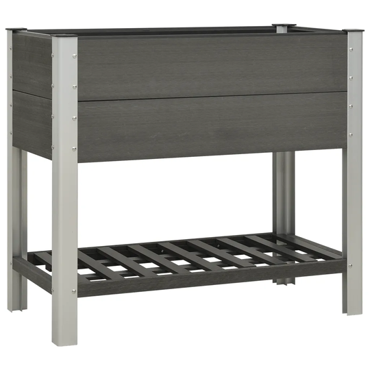 Upphöjd odlingslåda med hylla 100x50x90 cm WPC grå