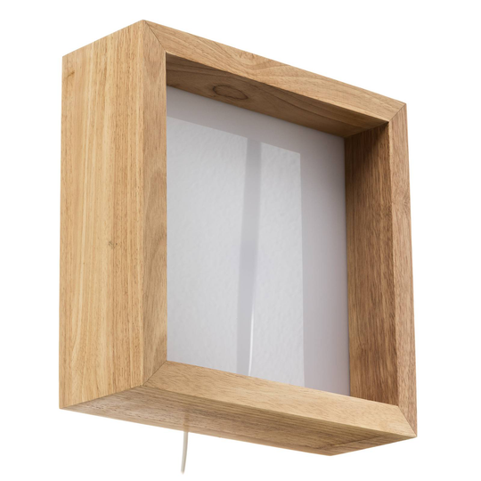 LED-vägglampa Window, 37 x 37 cm, ekträ