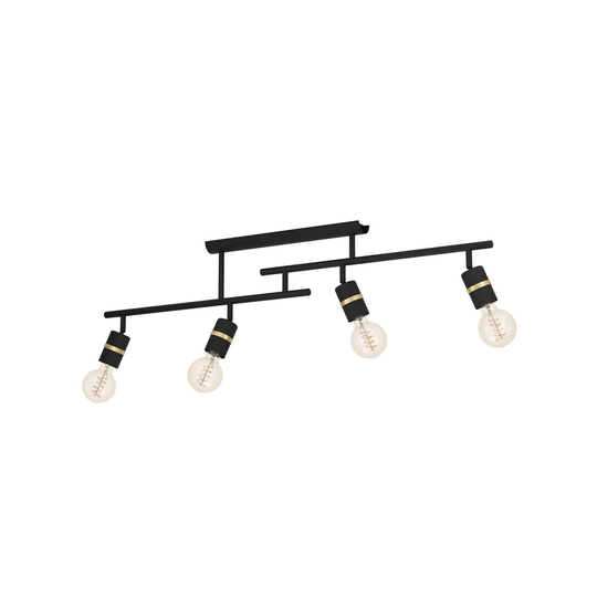 Taklampa Lurone, svart, 4 lampor