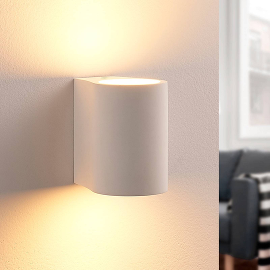 LED-vägglampa Jannes av gips, rund