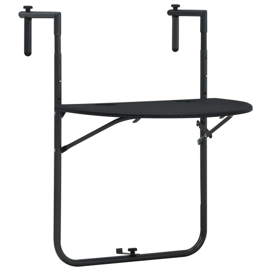 vidaXL Balkongbord svart 60x64x83,5 cm plast konstrotting