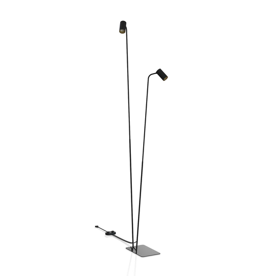 Golvlampa Mono II, 2 lampor, svart/guld