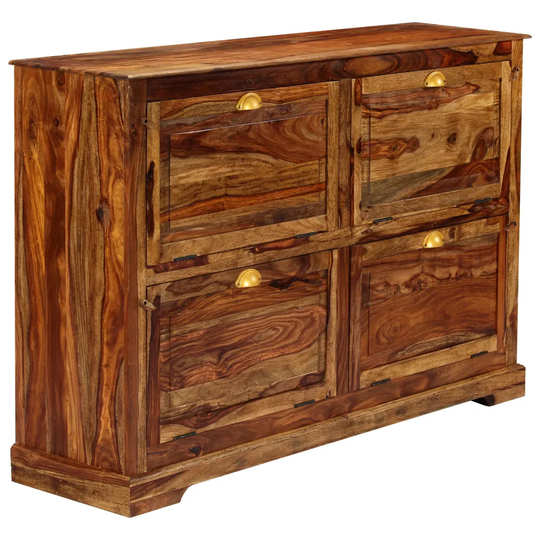 Skoskåp 140x35x90 cm massivt sheshamträ