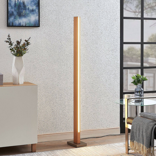 LED-trä-golvlampa Tamlin, bokträ