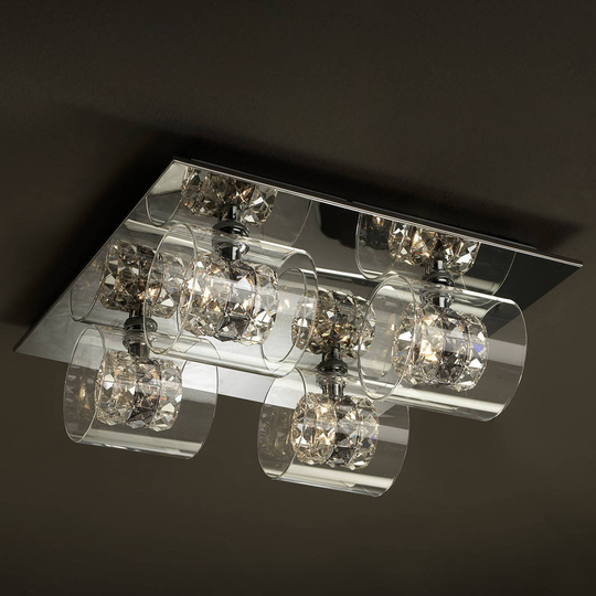 LED-taklampa Flash med kristallringar