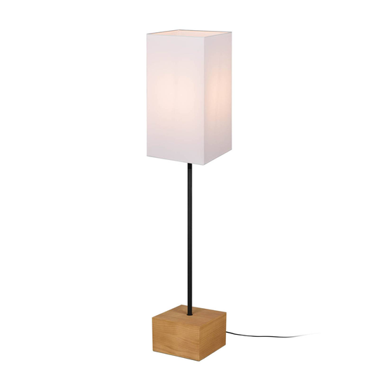 Golvlampa Woody, trä/textil, fyrkantig form, vit