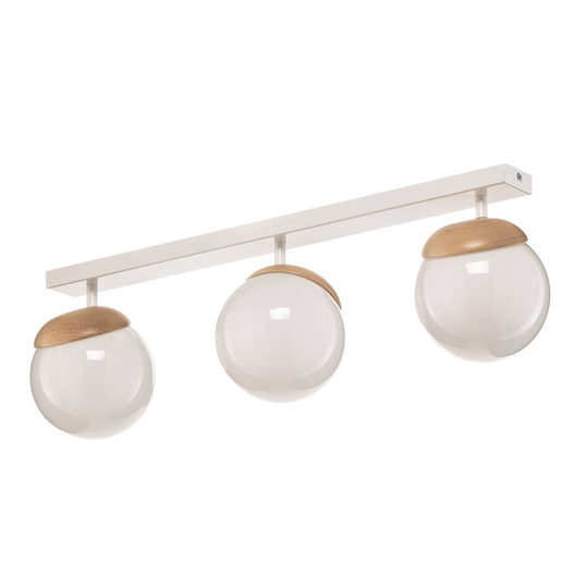 Taklampa Sfera 3 lampor direkt lång glas/trä