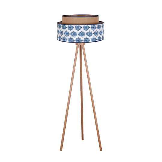 Golvlampa Hampton Boho blå ornament/jute