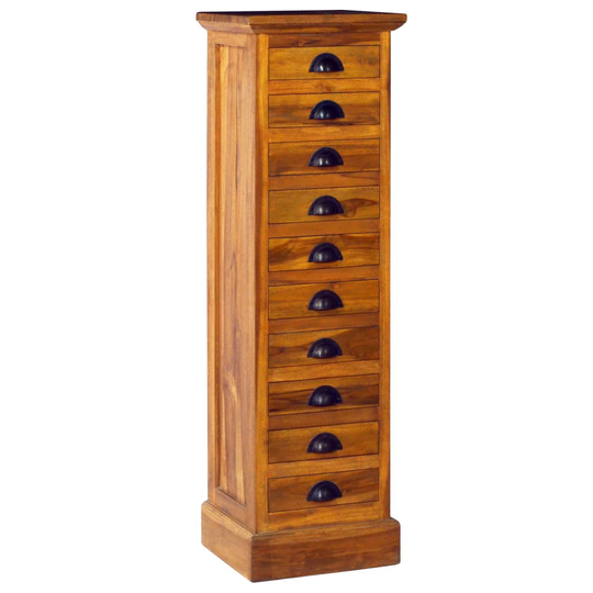 vidaXL Byrå 10 lådor 35x30x120 cm massiv teak