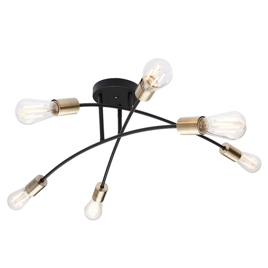 Taklampa Sarini av metall, 6 lampor