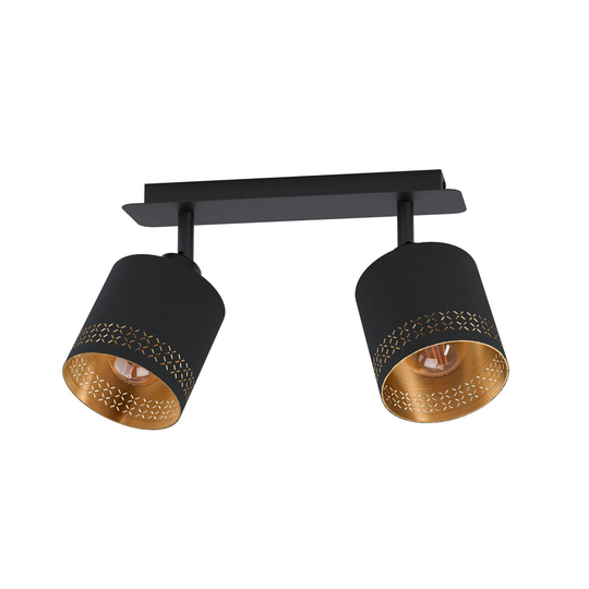 Taklampa Esteperra, svart/guld, 2 lampor