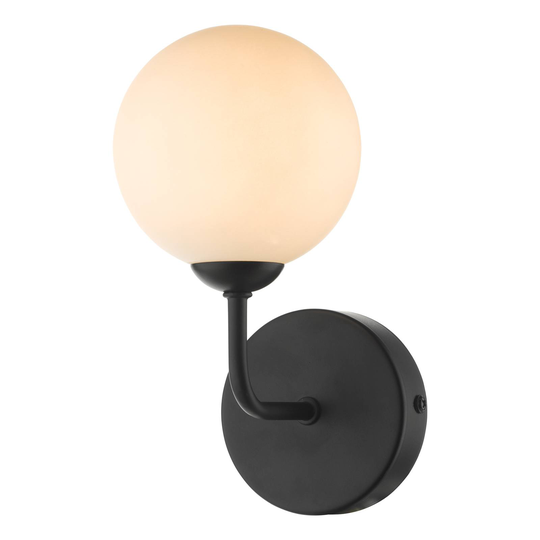 Vägglampa Feya i svart med vit glaskula