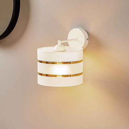 Vägglampa Helen bom textil, vitt guld