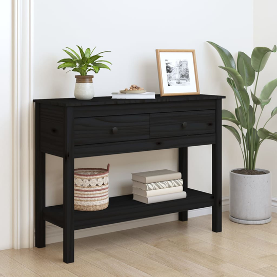 vidaXL Konsolbord svart 100x35x75 cm massiv furu