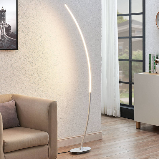 LED-båglampa Nalevi, silver borstat