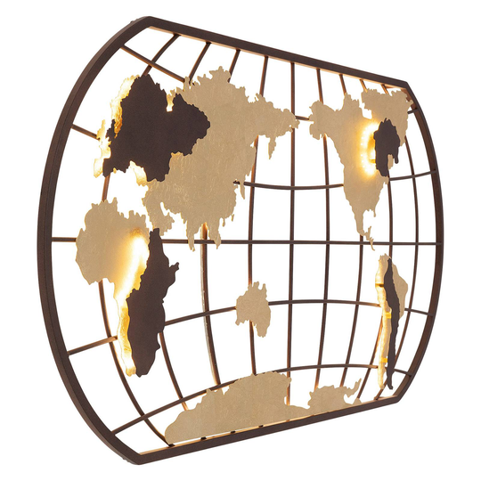 KARE Earth Grid LED-vägglampa i brunt/guld