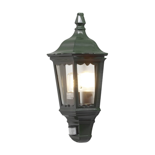 Utomhusvägglampa Firenze halvskål, sensor, grön