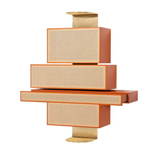 NYNY Unit, Orange D20, Lacquered Beech, Woven Cane