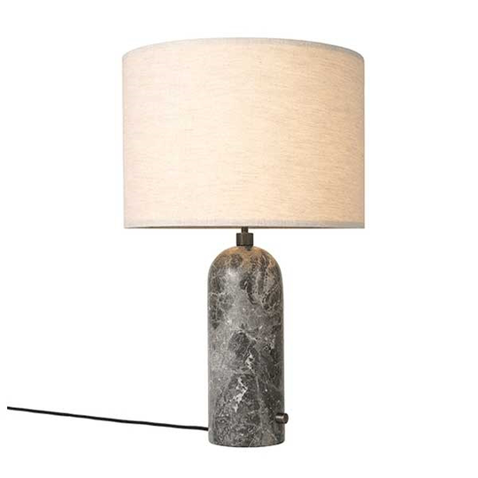 GUBI Gravity Bordslampa Grå Marmor och Skärm av Segelduk Stor