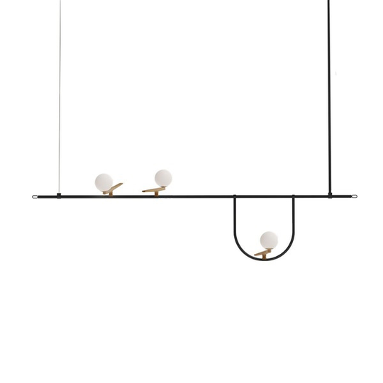 Artemide Yanzi Taklampa Vit Lampskärm, Borstad Mässing, Svart