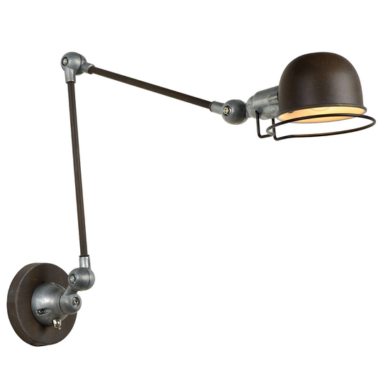 Industrivägglampa Honore, rostbrun, ställbar