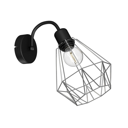 Vägglampa Jin, svart/krom, 1 lampa