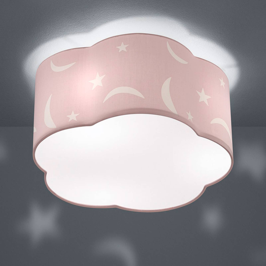 Taklampa Moony för barnrum pastellrosa