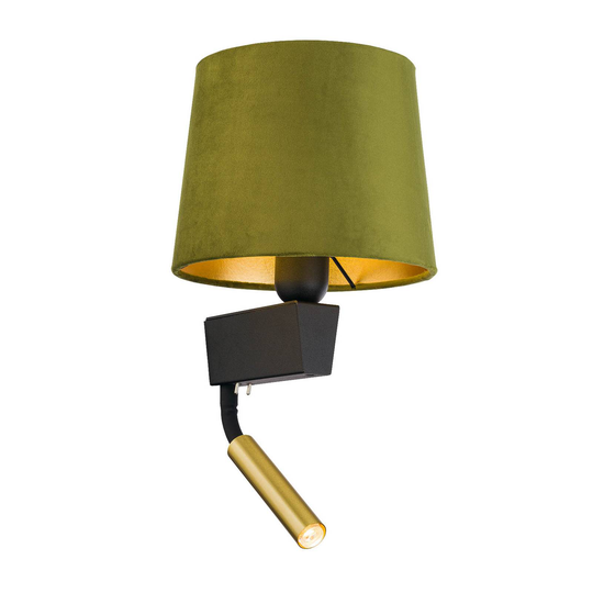 Vägglampa Chillin med läslampa, grön/guld