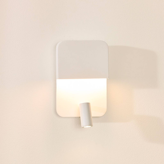 LED-vägglampa Boxer med spotlight, vit
