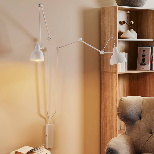 Vägglampa 814, justerbar, 2 lampa, vit