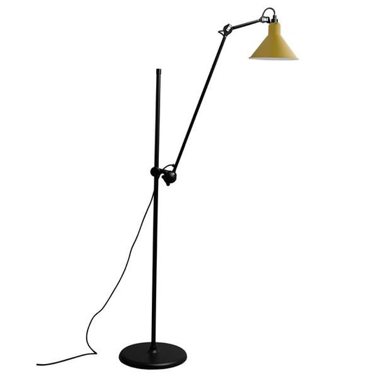Lampe Gras N215 Golvlampa Matt Svart & Matt Gul
