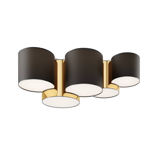 Taklampa Mona 5 lampor, svart/guld