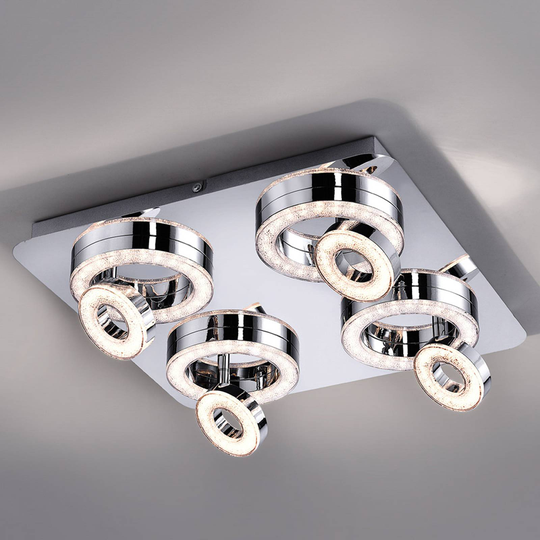 Kvadr. LED-taklampa Tim med 8 ringar