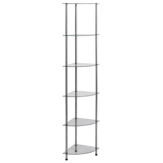 vidaXL Hylla 6 hyllplan transparent 30x30x160 cm härdat glas