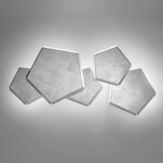 LED-vägglampa Pleiadi med bladsilver, 5 lampor
