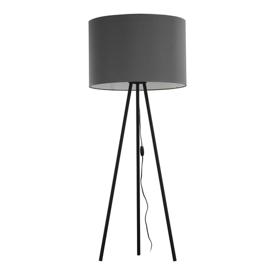 Golvlampa Winston, trebent, skärm grafit