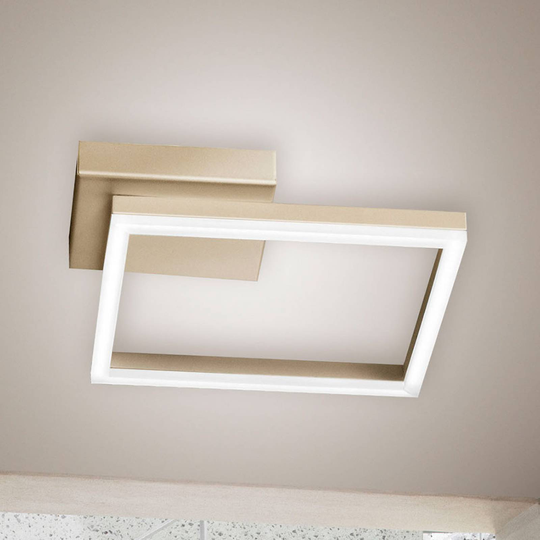 LED-taklampa Bard, 27x27cm, mattguld-finish