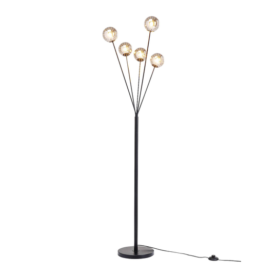 Golvlampa Talea, 5 lampor, 156 cm, svart