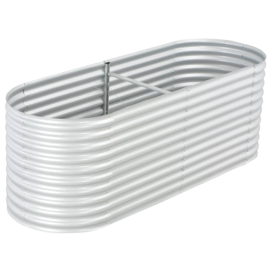 vidaXL Odlingslåda upphöjd galvaniserat stål 240x80x81 cm silver