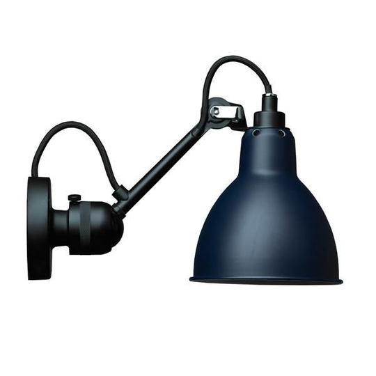 Lampe Gras N304 Vägglampa Matt Svart & Matt Blå Hardwired