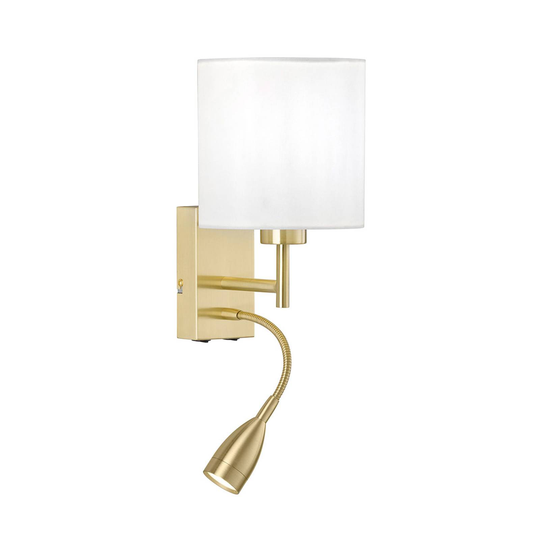 Vägglampa Dreamer med LED-läslampa, mässing