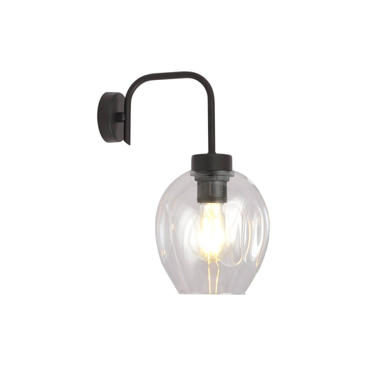 Vägglampa Lukka, 1 lampa, svart/klar