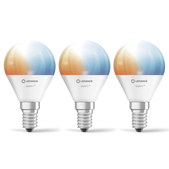 LEDVANCE SMART+ WiFi E14 4,9W droppe CCT 3-pack