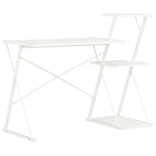 Skrivbord med hylla vit 116x50x93 cm