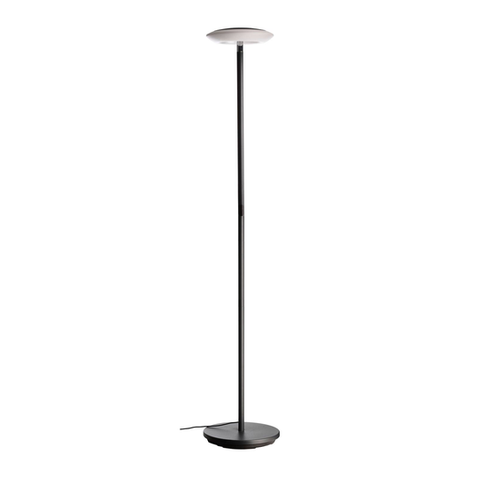 LED-golvlampa Bermuda, lutbart huvud, svartgrå