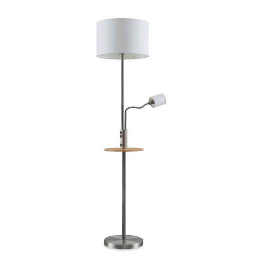 Lindby Aovan golvlampa med hylla och USB, nickel
